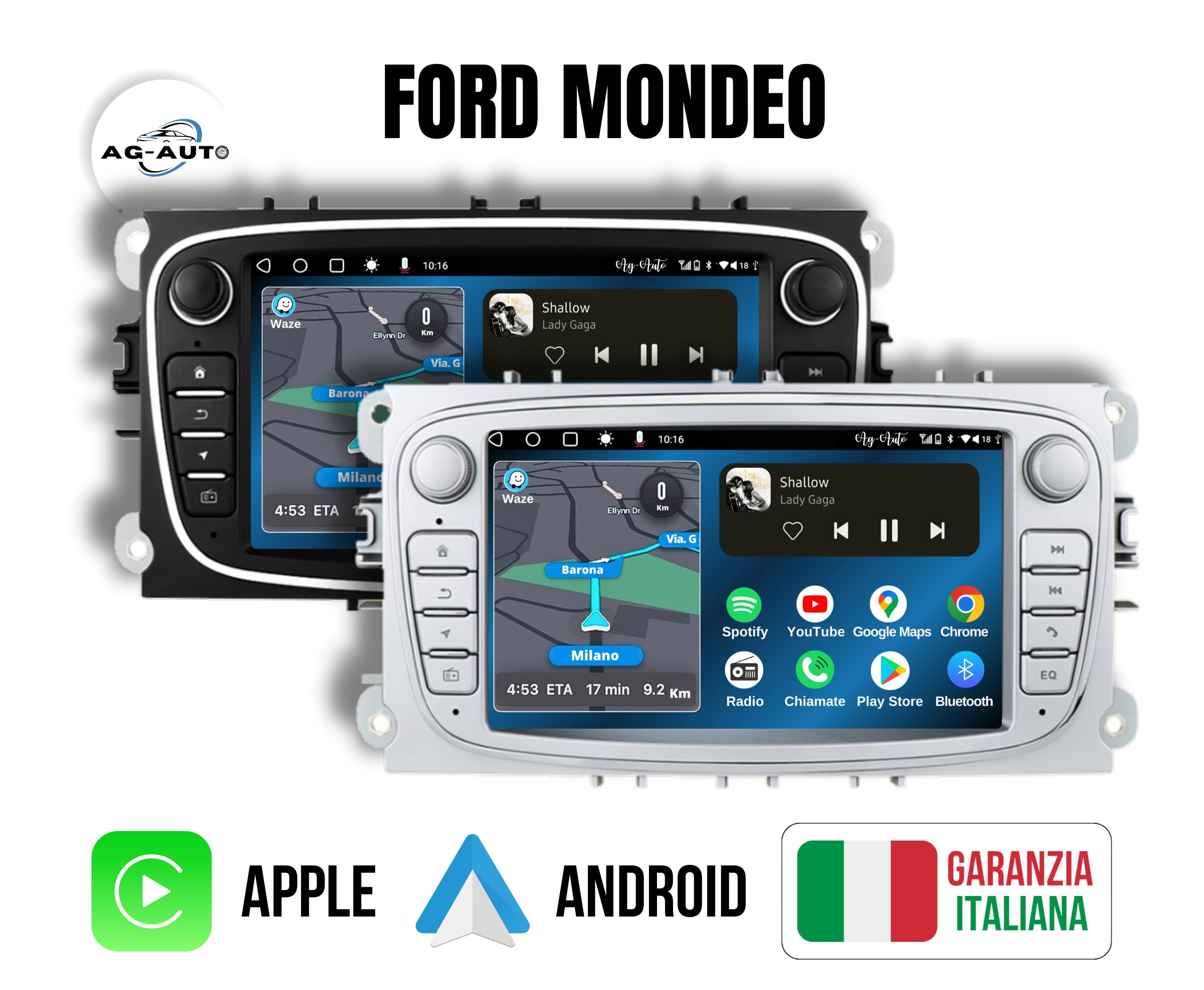 Ford Mondeo 3 | Autoradio 2 Din Android auto + Carplay | mk3 2/32gb Stereo Touch | Navigatore GPS + Bluetooth + Wifi