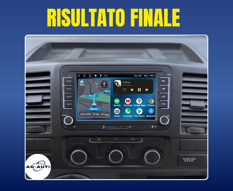Volkswagen Transporter T5/T6/WT5/Caravelle (2010/2018)| USB Autoradio 2 Din Android auto + Carplay / vw Stereo Touch | Navigatore GPS + Bluetooth + Wifi