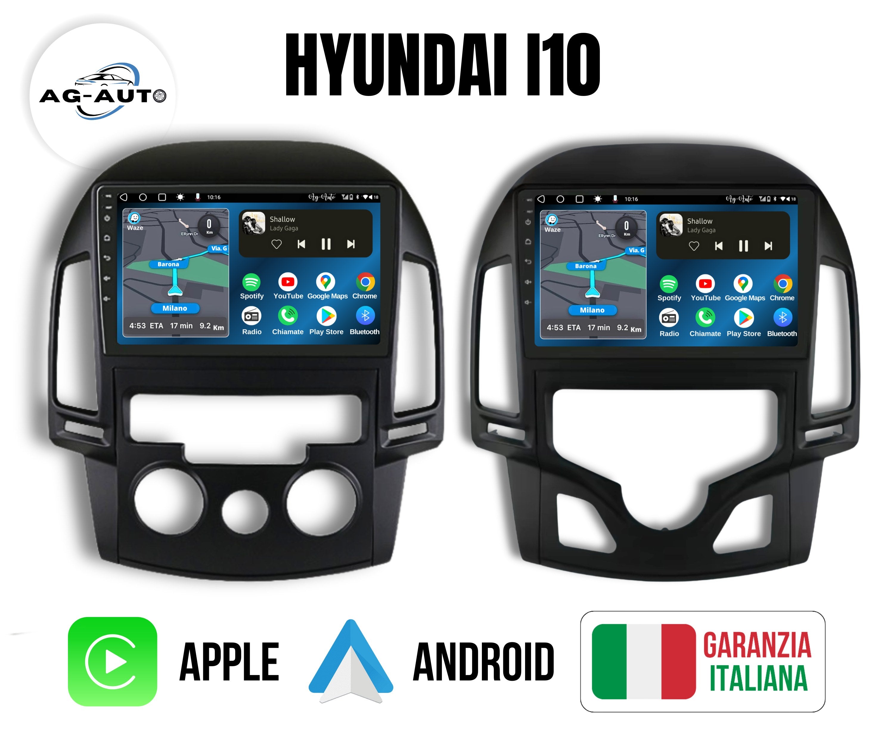 Hyundai i30 1 serie | 9 Pollici - Mascherina inclusa - Autoradio 2 Din Android auto + Carplay / Stereo Touch 2/64gb | Navigatore GPS + Bluetooth + Wifi