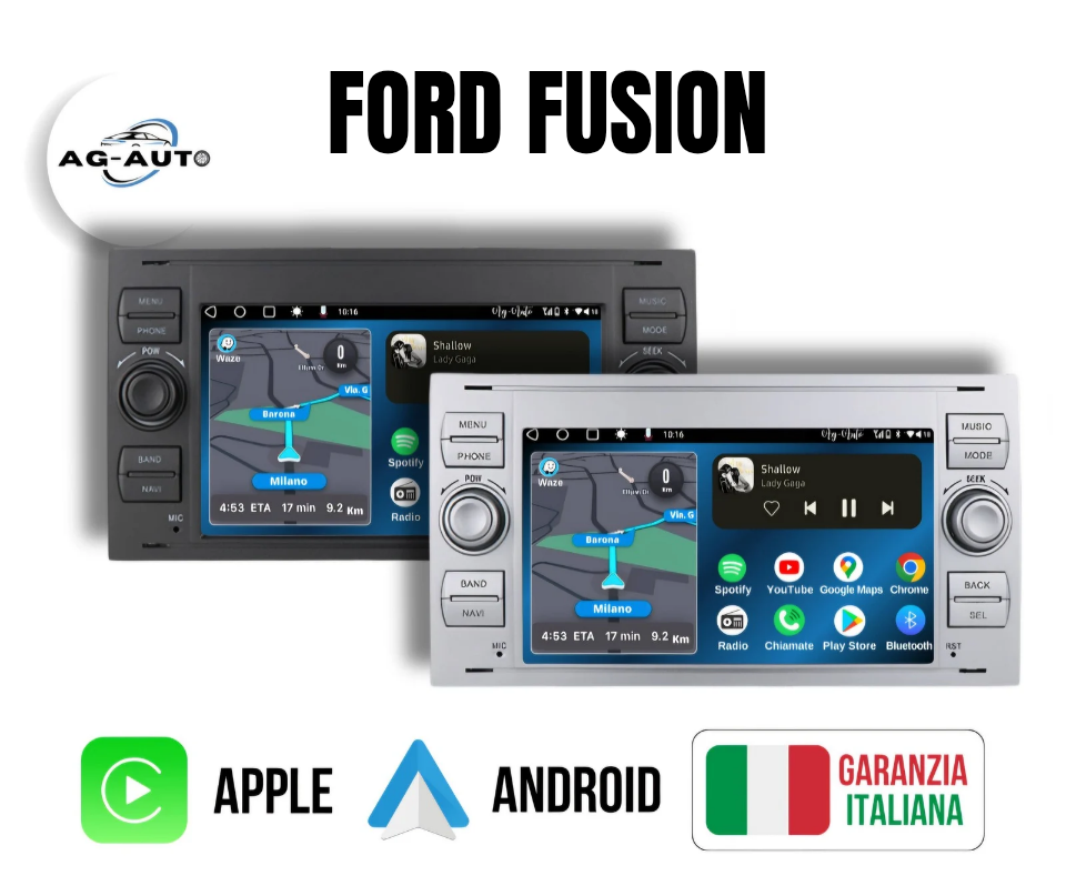 Ford Fusion (2005/2012) | Autoradio 2 Din Android auto + Carplay | mk2 2/32gb Stereo Touch | USB + Navigatore + GPS + Bluetooth + Wifi
