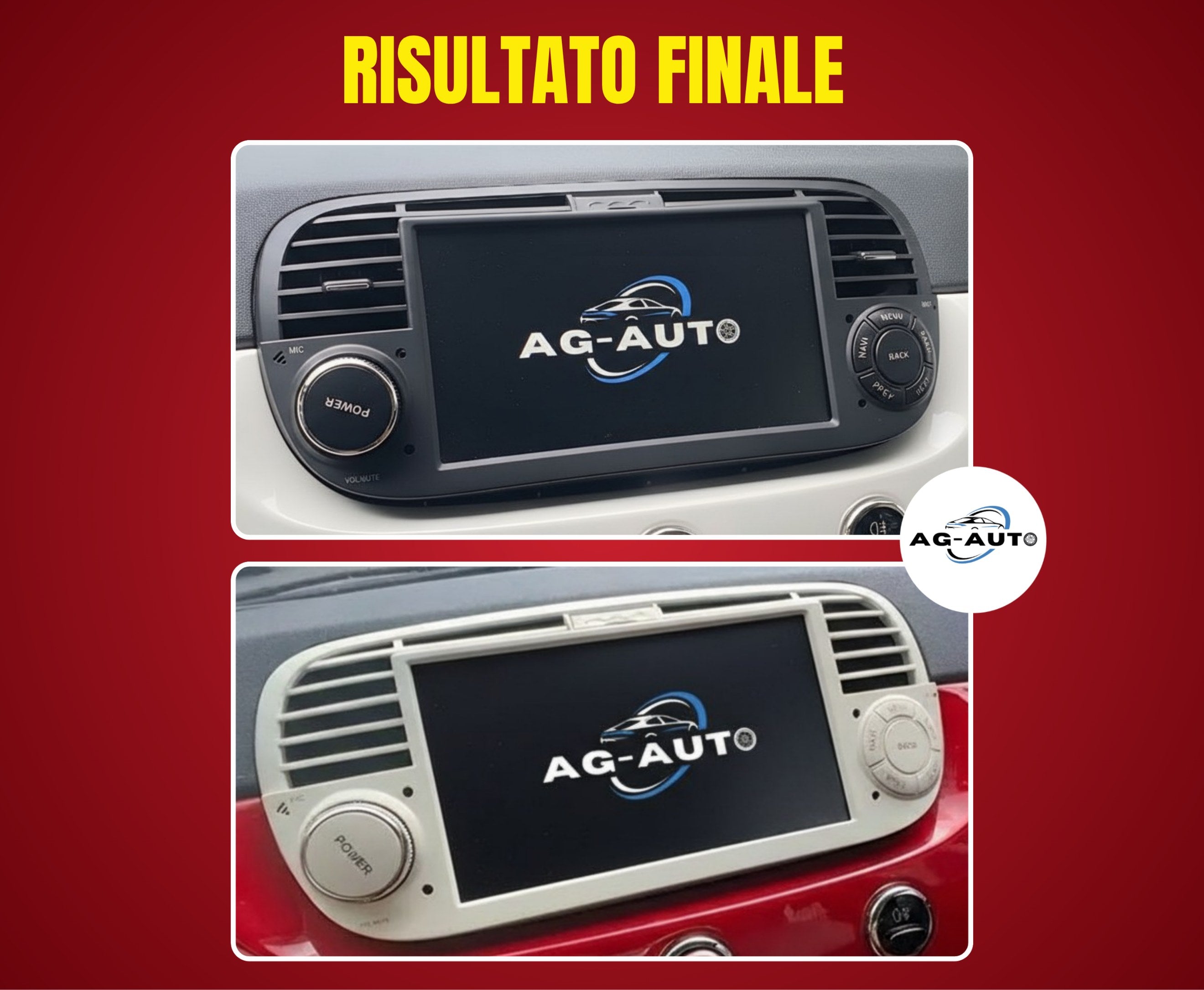 Fiat 500 (2007/2015) | Autoradio 2 Din Android auto + Carplay / Stereo Touch  | 2 USB + Navigatore GPS + Bluetooth + Wifi