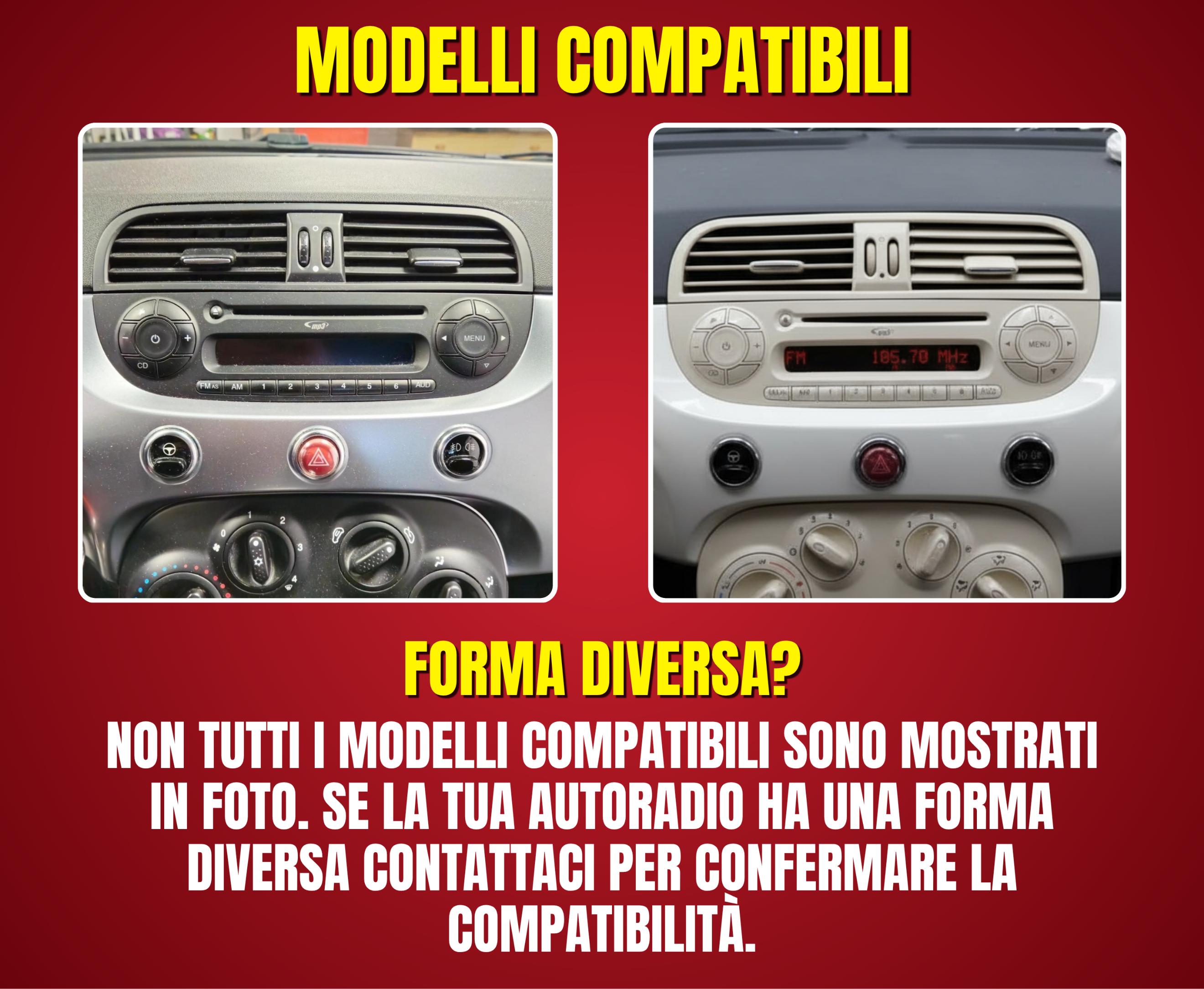 Fiat 500 (2007/2015) | Autoradio 2 Din Android auto + Carplay / Stereo Touch  | 2 USB + Navigatore GPS + Bluetooth + Wifi
