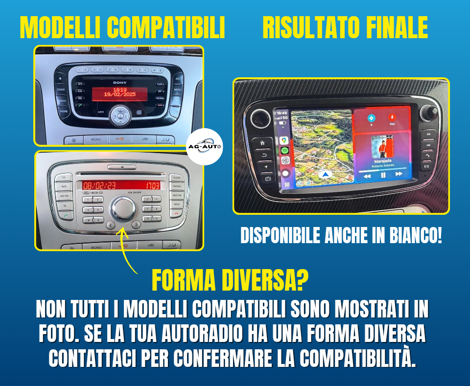Ford Mondeo 3 (2007/2011) | Autoradio 2 Din Android auto + Carplay | mk3 2/32gb Stereo Touch | Navigatore GPS + Bluetooth + Wifi