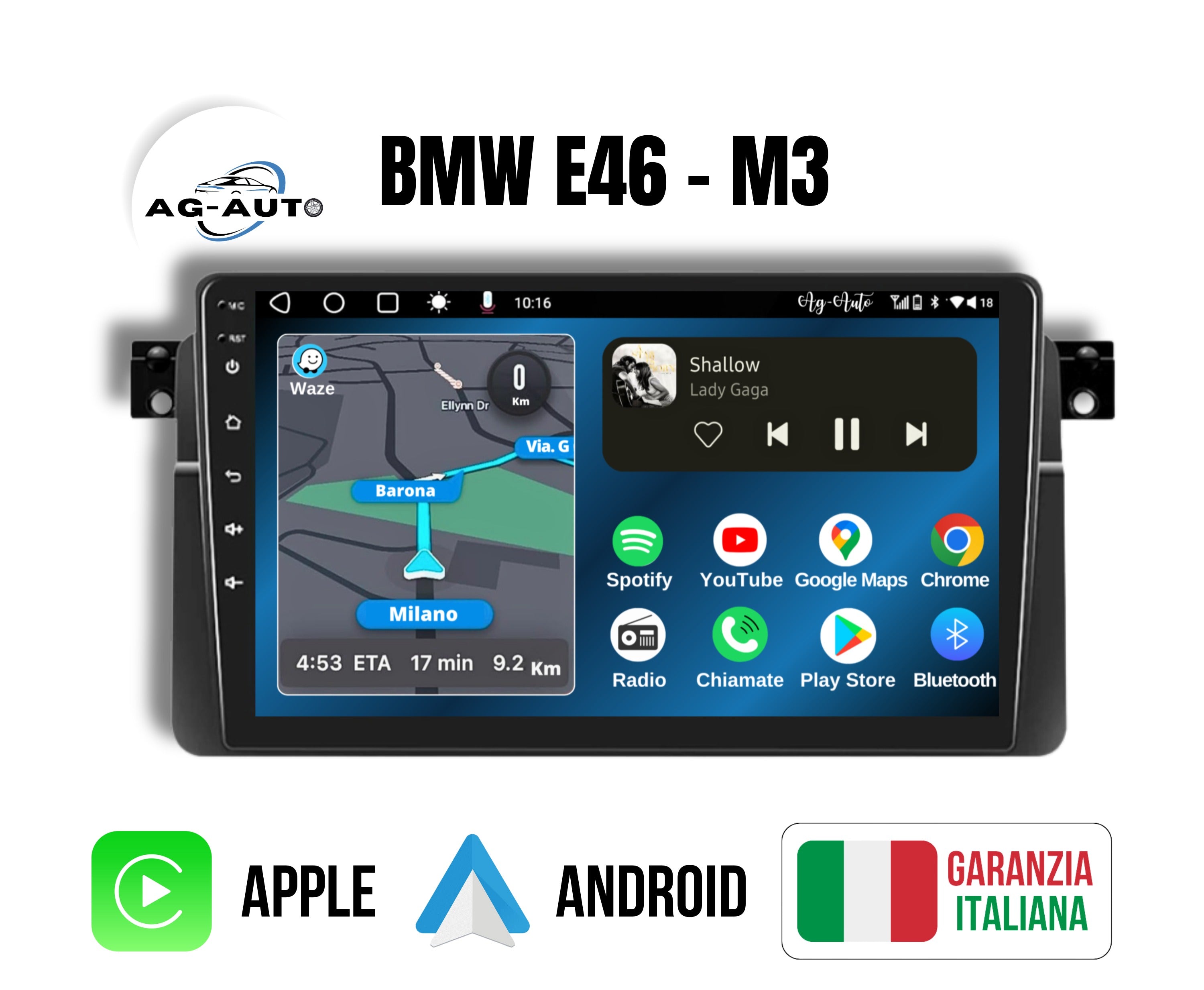 BMW Serie 3 m3 | Autoradio 2 Din Android auto + Carplay / bmw e46 Stereo Touch 2/64gb - 4/64gb | Navigatore GPS + Bluetooth + Wifi