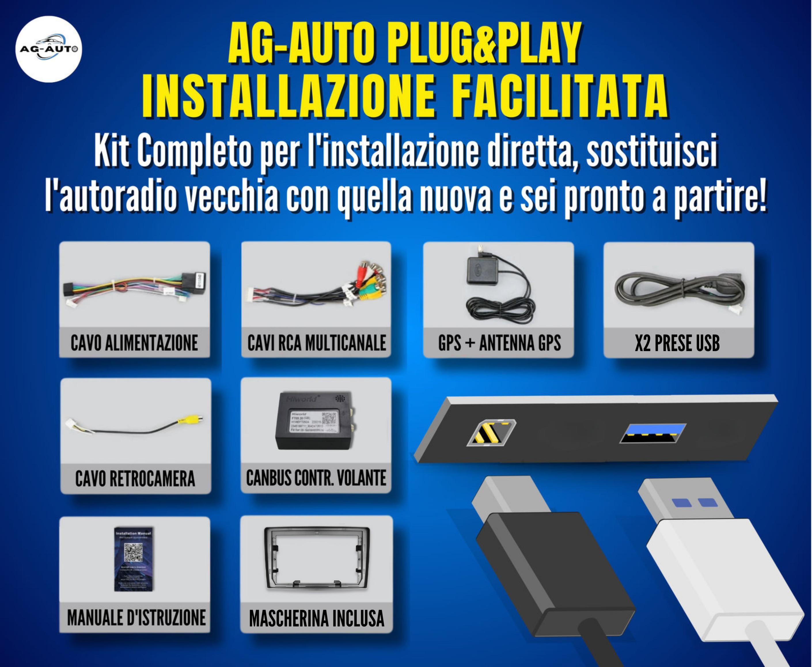 Alfa Romeo Mito (2008/2012) | 9 Pollici - Mascherina inclusa - Autoradio 2 Din Android auto + Carplay / Stereo Touch 2/32gb | Navigatore GPS + Bluetooth + Wifi