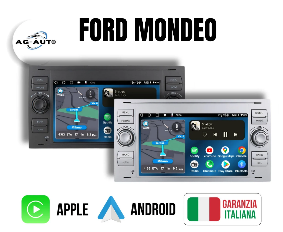Ford Mondeo 3 (2007/2011) | Autoradio 2 Din Android auto + Carplay | mk3 2/32gb Stereo Touch | Navigatore GPS + Bluetooth + Wifi