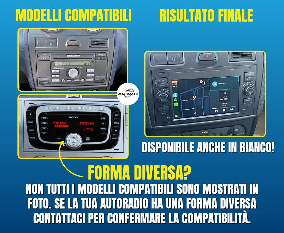 Ford Fiesta (2004/2008) | Autoradio 2 Din Android auto + Carplay | mk2 2/32gb Stereo Touch | USB + Navigatore + GPS + Bluetooth + Wifi