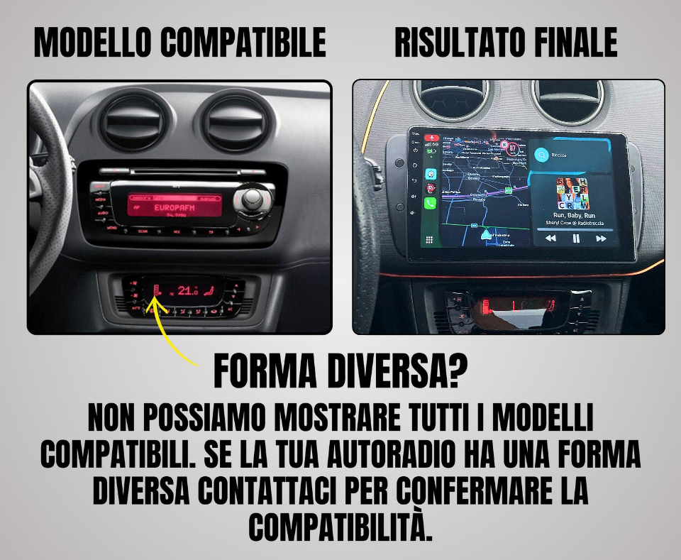 Seat Ibiza (2009-2013) | 9 Pollici - Mascherina inclusa - Autoradio 2 Din Android auto + Carplay / Ibiza 6j Stereo Touch 2/64gb | Navigatore GPS + Bluetooth + Wifi