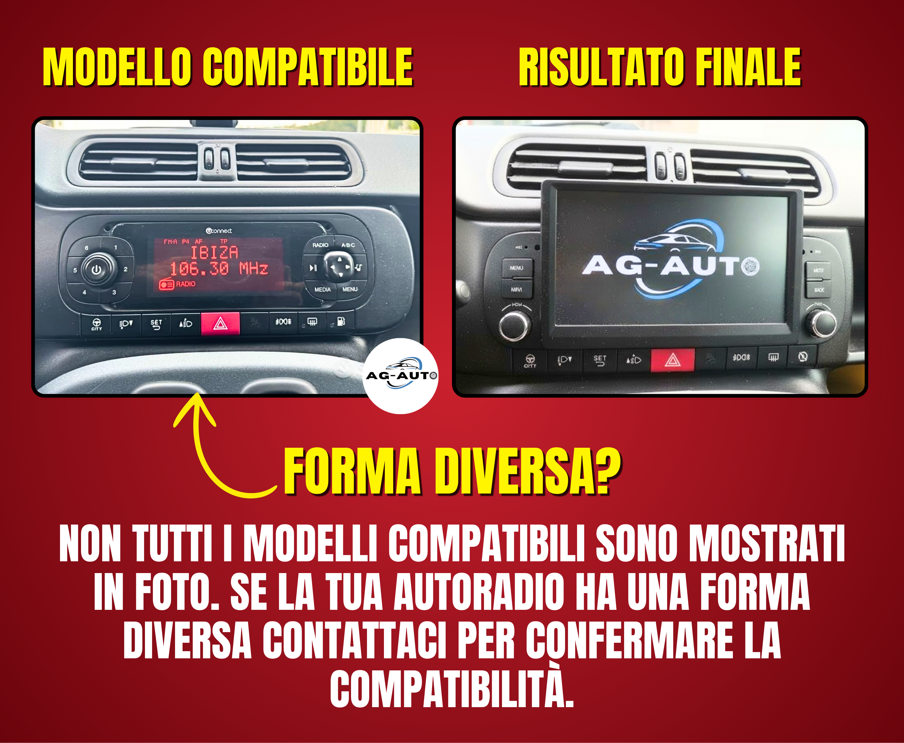 Fiat Panda (2013/2020) - Autoradio 2 Din Android auto + Carplay / Stereo Touch 2/32gb | USB + Navigatore GPS + Bluetooth + Wifi