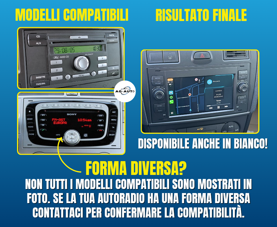 Ford Fusion (2005/2012) | Autoradio 2 Din Android auto + Carplay | mk2 2/32gb Stereo Touch | USB + Navigatore + GPS + Bluetooth + Wifi
