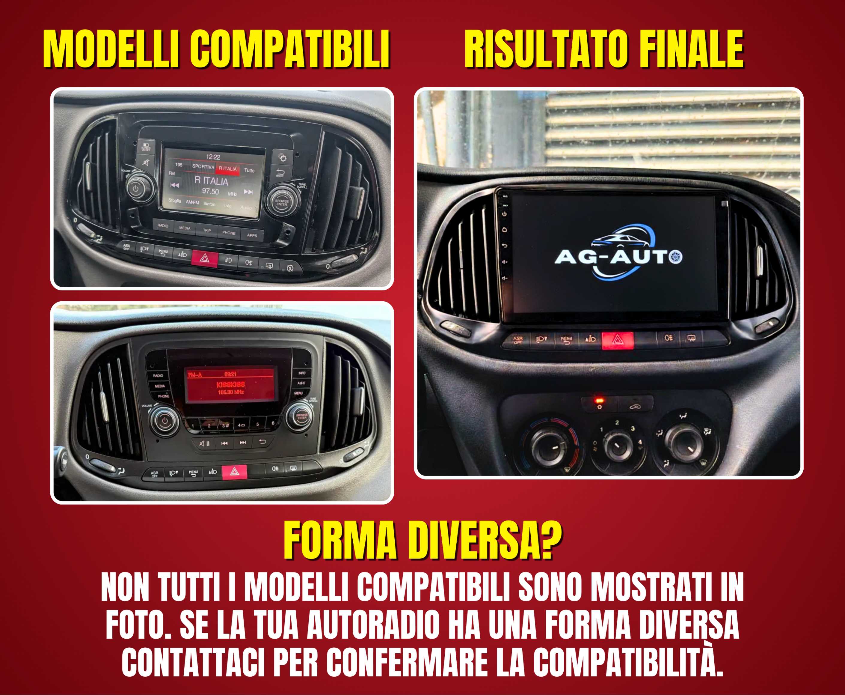 Fiat Doblò (2015-2019) |9 pollici - Mascherina Inclusa Autoradio 2 Din Android auto + Carplay / Stereo Touch 2/64gb | Navigatore GPS + Bluetooth + Wifi